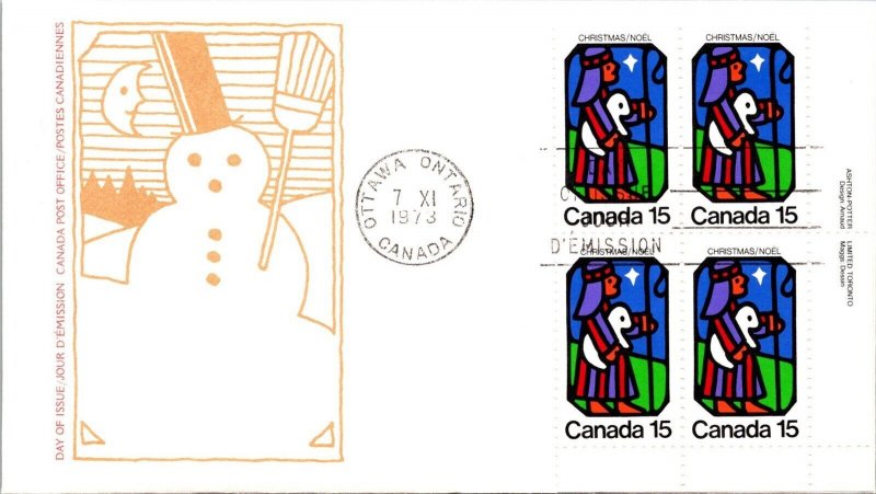 Canada 1973 FDC - 4 x 15c - Canada Post Office - Ottawa, Ont - J8880