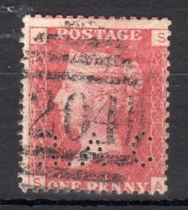 PENNY RED PLATE 134 WITH 'R A C' PERFIN