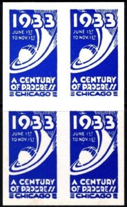 1933 US Poster Stamp Chicago Century of Progress Exposition Block/4 MNH