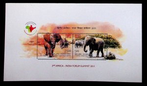 INDIA Sc 2526a NH SOUVENIR SHEET OF 2011 - ANIMALS - Elephants - (WS25)