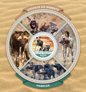 GUINE BISSAU 2016 SHEET WILD DOGS MABECOS WILDLIFE HYENAS HYENES HIENAS gb16602b