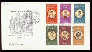 1959 - VATICAN - SC# 256-261 - Martyrs of Emperor Valerians - FDC