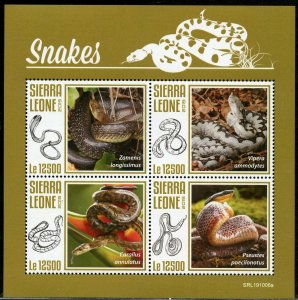 SIERRA LEONE 2019 SNAKES SHEET  MINT NEVER HINGED