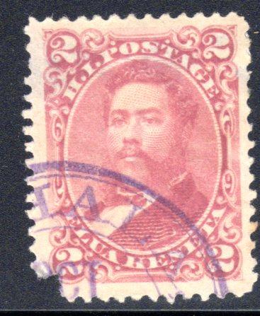 Hawaii #38, Rarity 3 282.013(I) Kohala cancel, slight fault 