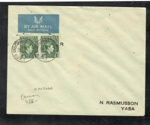 NIGERIA CAMEROONS  PP0507  1951 KGVI 1/2DX2 COVER TO YABA