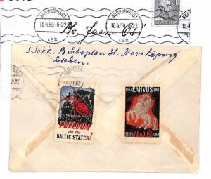 Sweden Cover Cinderella PROPAGANDA LABELS FREEDOM FOR BALTIC STATES 1950 BD53