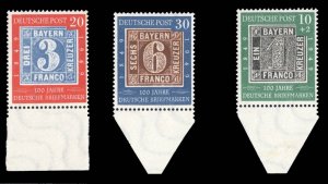 Germany #667-668, B309 Cat$80.50, 1949 100 Years of Stamps, sheet margin set ...