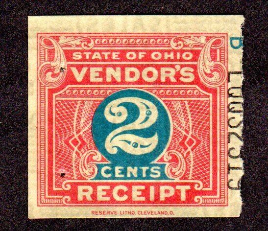 OHIO STATE REVENUE. Vendor's Receipt. SRS # RE13. used. Lot 220310 -05