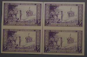 United States #755 Wisconsin Vertical Center Line Block of Four MNH