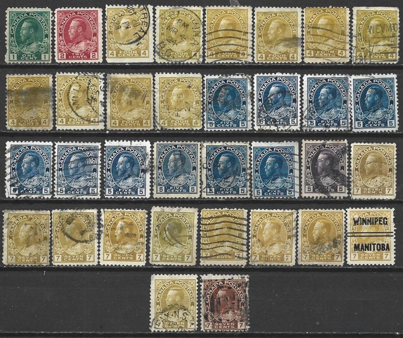 COLLECTION LOT 7443 CANADA 34 STAMPS 1911+ CLEARANCE