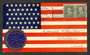 USA 279 STAMPS PENNY STENCILS SPANISH AMERICAN WAR MASSACHUSETTS AD COVER 1898