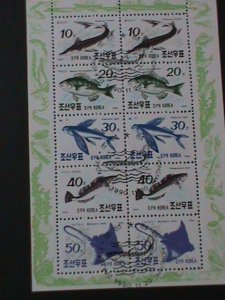 ​KOREA-1990-SC#2951-5-SEA FISHES-CTO-SHEET-VERY FINE--WE SHIP TO WORLWIDE