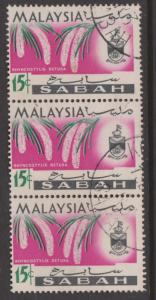 Sabah Sc#23 Used Strip of 3