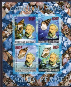 Djibouti 2007 SHELLS/MARINE LIFE/JULES VERNE Sheet IMPERFORATED MNH