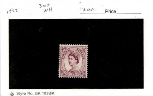 Great Britain, Postage Stamp, #300 Mint NH, 1952 Queen Elizabeth (AB)