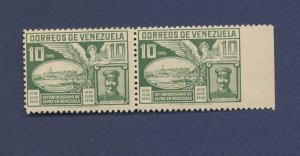 VENEZUELA - Scott 289 pair, imperforate at right  - VF MNH - 1928