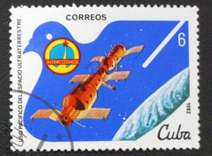 CUBA Sc# 2503 PEACEFUL USE OF OUTER SPACE Salyut-Soyuz Link-up 6c  1982 used cto