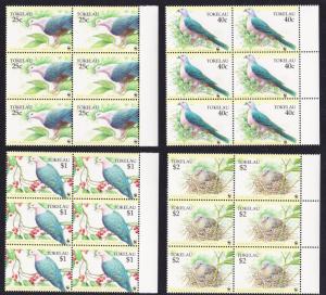 Tokelau Birds WWF Pacific Imperial Pigeon 4v Blocks of 6 SG#220-223 MI#210-213