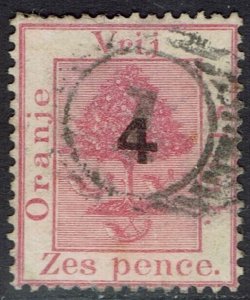 ORANGE FREE STATE 1877 ORANGE TREE 4 ON 6D USED TYPE C