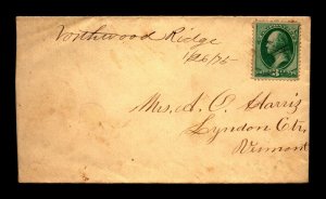 1875 Northwood Ridge NH Manuscript Canceled Cover / EARLY FOR PO - L29093