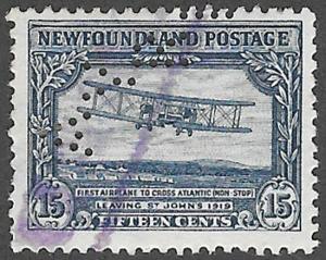 Newfoundland Scott Number 170 AYRE Perfin Used