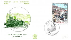 Monaco FDC 1984 SC #1437 Train Entering Monaco Station - J21231