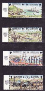 Alderney-Sc#106-13- id6-unused NH set-Military-Ships-Garrison Island-1997-