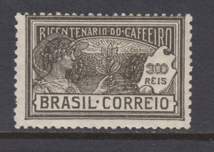 Brazil Sc 292 MNH. 1928 300r olive black Liberty & Coffee leaves, fresh, Fine