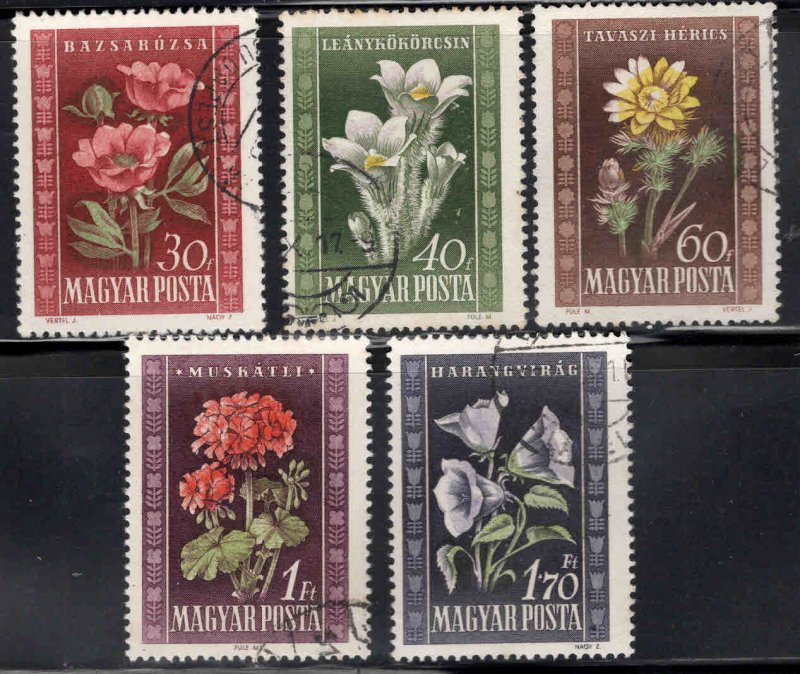 HUNGARY Scott 906-910 Used 1950 Flower set