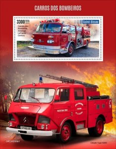 Guinea-Bissau - 2023 Fire Engines on Stamps - Stamp Souvenir Sheet - GB230205b1