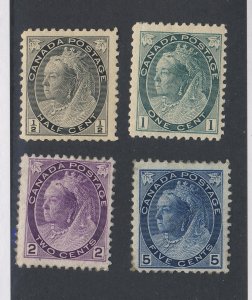 4x Canada Numeral Stamps #74-1/2c #75-1c #76-2c #79-5c Guide Value = $180.00