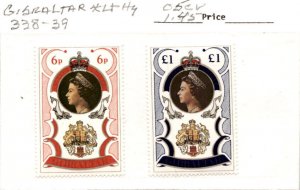 Gibraltar, Postage Stamp, #338-339 Mint LH, 1977 Queen Elizabeth (AC)