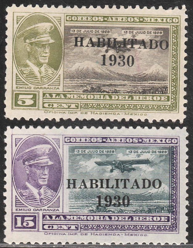 MEXICO C29-C30, HABILITADO 1930, SET OF TWO. UNUSED, H OG. VF.