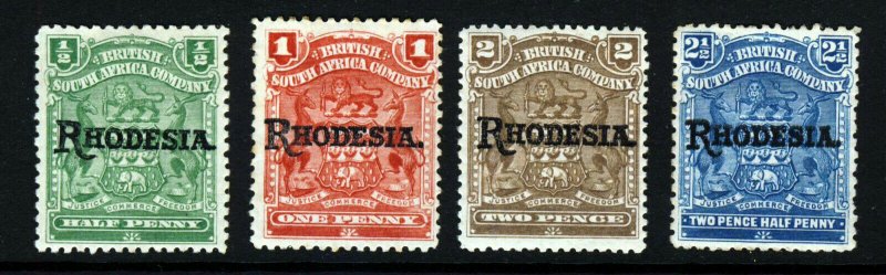 RHODESIA 1909-12 Overprinted Definitive Part Set  SG 100 to SG 103  MINT