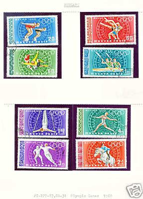 HUNGARY MAGYAR  Scott C277-83 + CB31 Mexico Olympic set