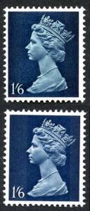 U28a Cat £200 1967 1/6d greenish blue & deep blue PVA Greenish Blue omitted