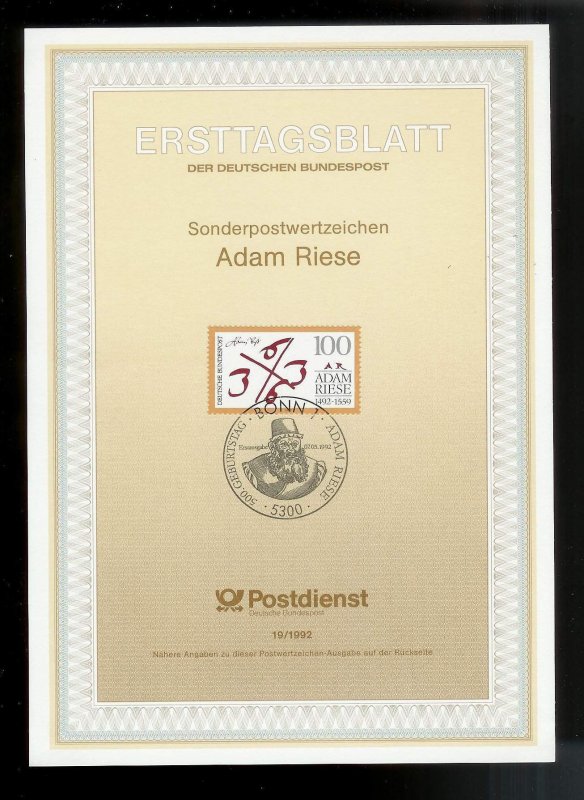GERMANY (52) Ersttagsblatt FDC Presentation Cards