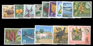 Rhodesia #223-236 Cat$17.60, 1966 QEII, complete set, never hinged