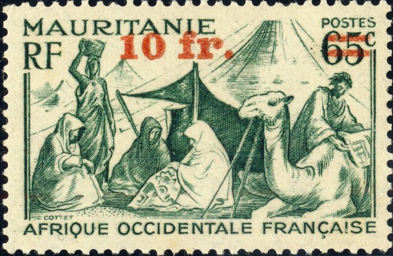 MAURITANIE / MAURITANIA - 1944 - Yv.136 / Mi.159 10fr / 65c Vert Neuf* 