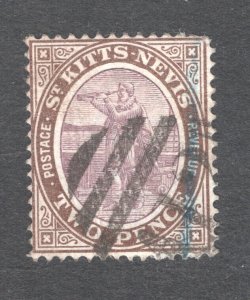 St. Kitts-Nevis, Scott #3   F/VF, Used, 2p brown & violet, CV $12.00 ... 6000158