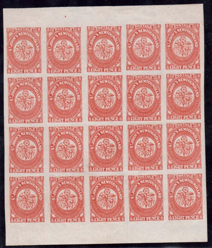 Newfoundland #8 XF Mint Full Sheet Of 20