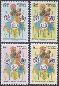 CHAD Sc #615-8 CPL MNH SET of 4 DIFF INT'L CONFERENCE ON NUTRITION, in ROME