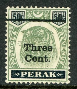 Malaya 1900 Perak 3¢/50¢ Green & Black Tiger Scott 66 Mint K80 ✔️