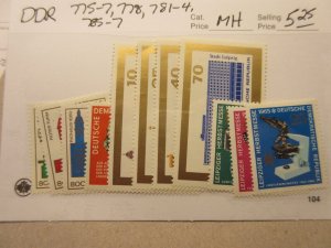 GERMANY DDR Scott 775-7, 778, 781-4, 785-7 MINT HINGED Cat $5.25