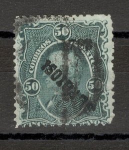 MEXICO-USED STAMP, 50c - HIDALGO -RARE OVERPRINT- ERROR -MOVED PERFORATION-1880s