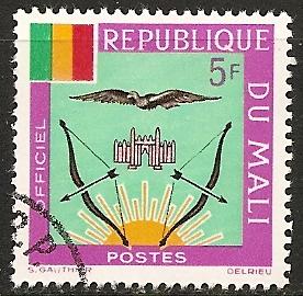 Mali O15 Used 1964 5fr Coat of Arms Official