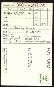 QSL QSO RADIO CARD Queensland,Sunshine State of Australia,Gene Tiller, (Q4054)