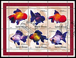 Guinea-Bissau Michel 1516-1521, CTO, Goldfish miniature sheet