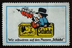 NICE POSTER STAMP! germany austria child boy bird deer animal reklamemarke J22