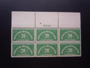 #QE3 20c Special Handling Plate Block Includes New Mount CV $37.50